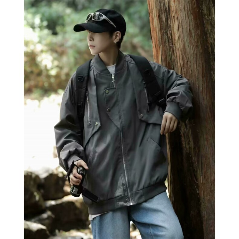 夹克外套男女高街春季新款复古宽松百搭设计潮牌棒球服JK95P65,男装夹克,星座410-2