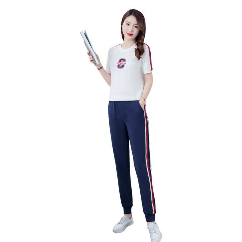 品牌冰丝运动服套装女夏季2024新款休闲速干短袖夏装两件套,女装套装/套裙,梦依杭