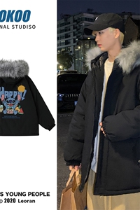 MM48077-P130 冬季大毛领棉衣男士大码加厚棉袄男棉服图片