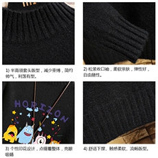半高领毛衣男士大码针织衫男毛线衣男网格M18355-P45加绒款-P65，男装针织衫/毛衣，电商A040A