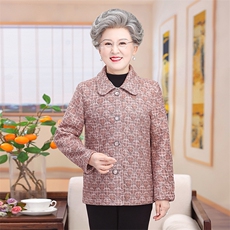 中老年毛大衣女装妈妈装加厚外套老年人婆婆针织翻领长袖上衣老人，女装中老年女装，亚东羊绒制品