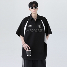 夏季新款美式复古撞色拼接日系百搭小众POLO衫短袖T恤T334-P38，男装Polo衫，电商C307