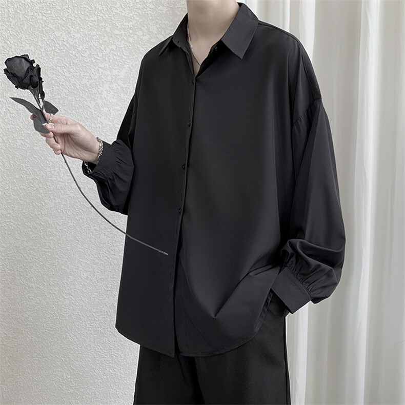 CS4001-P45送领带秋季新款长袖衬衫男士大码宽松休闲时尚潮M-5XL,男装衬衫,电商B280-1（原A049）