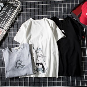 2021夏季新日系大码男网格风卡通印花T恤短袖T1005-P25图案已注册图片