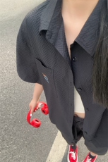 特批P23无差价25夏季泡泡纱美式刺绣腊肠狗大码短袖衬衫男CD5483，男装T恤，电商A001