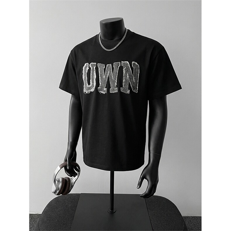 重磅短袖T恤贴布印花潮牌美式夏宽松半袖t恤XT63097-TP1839，男装T恤，电商A102