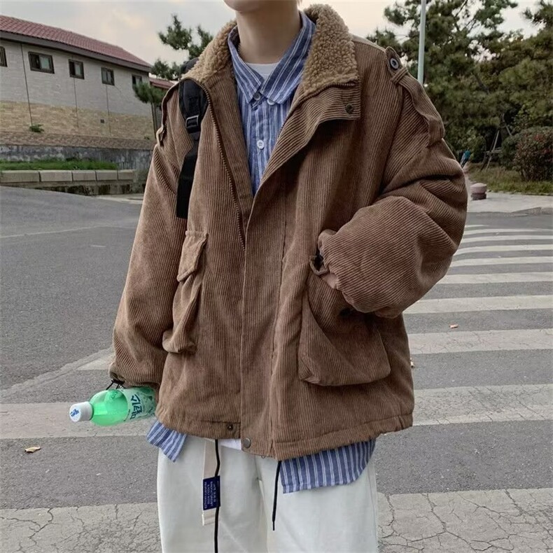 美式休闲羊羔绒棉衣外套男冬季加厚保暖棉服,男装棉衣,星座506A