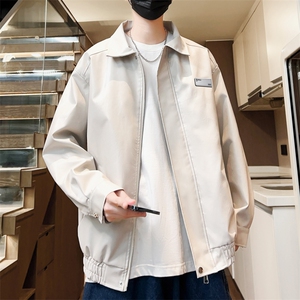 秋季贴标皮夹克男翻领皮衣青年外套潮流大码A266-PY006-P80控138图片