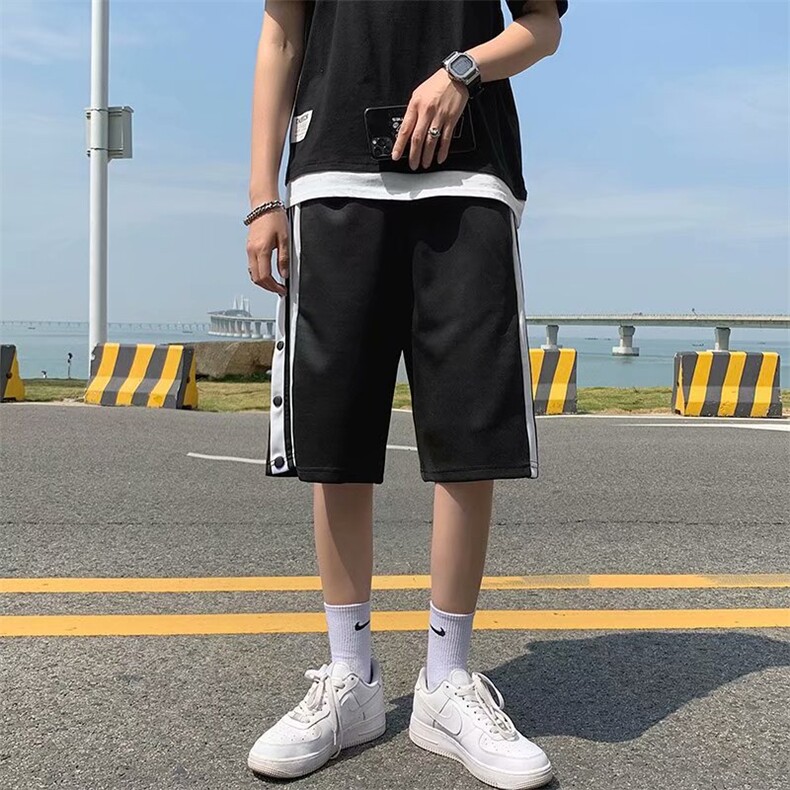 运动短裤男潮流夏季外穿宽松休闲中裤ins痞帅炸街排扣裤DK40-P28,男装休闲裤,星座1008-1