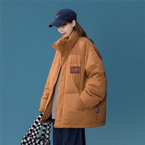 白鸭绒22冬季潮流简约贴标印花立领羽绒服YR181P195控258图片