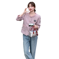 法式气质小香风短款外套女2025春秋季新款韩系显瘦圆领上衣，女装短外套，浪娴服饰