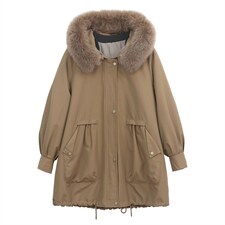 派克服女2021新款冬濑兔毛内胆可脱卸皮草外套中长款，女装派克服，衣之秀