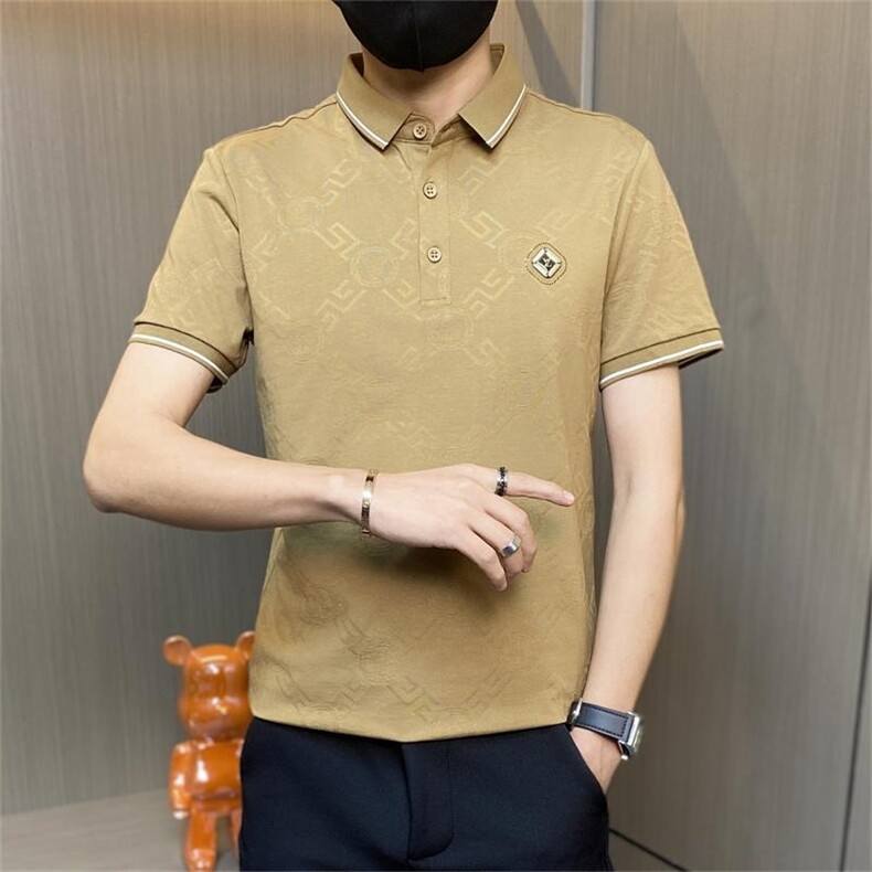 PL053-P45夏季短袖t恤男百搭休闲Polo衫修身潮流翻领男装半截袖图片