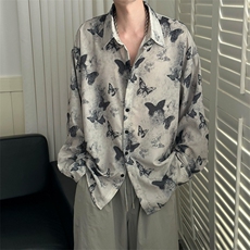 夏季现货印花短袖衬衣男潮牌冰丝花衬衫A351-AC25603-p55控89，男装T恤，电商A351