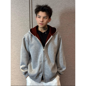 抖音得物品质 26春装美式高街重磅结构双层双面卫衣开衫外套XS107图片