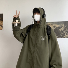 港风秋款宽松高品质连帽防水夹克F55P65控88，男装夹克，电商A247