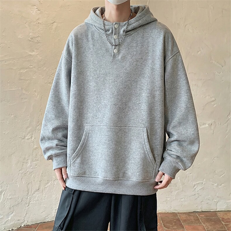 改华棉纽扣连帽卫衣【现货】C403A-T92-特P45，男装卫衣，电商C403A