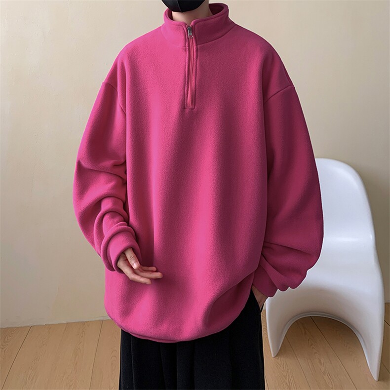 摇粒绒卫衣男D5304-TP50控68多色可选冬季纯色可二开半拉链上衣,男装卫衣,电商A102-1