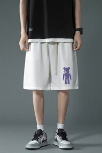 HD74242-P22 华夫格短裤男大码宽松五分裤男直筒中裤图片