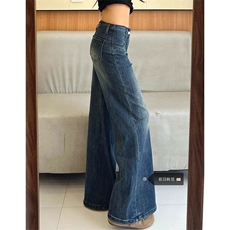 个性设计感美式微喇牛仔裤女新款水洗显瘦喇叭拖地牛仔裤潮，男装牛仔裤，星座1210-1