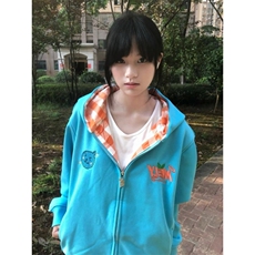 美式复古套头连帽字母卫衣女春秋宽松显瘦慵懒风休闲松弛感外套潮，女装短外套，星座506A