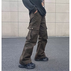 美式高街柳丁多口袋工装牛仔裤男潮牌小众设计裤潮NB105P65，男装牛仔裤，星座1116-2