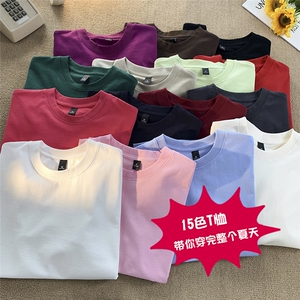 10万件现货直播供应 280克重磅双纱纯棉纯色光版短袖t恤ZB280-P19图片