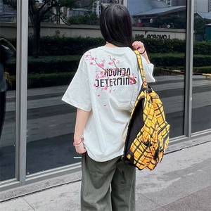 万针全刺绣工艺抖音得物高品质260克重磅纯棉双纱美式高街短袖T恤图片