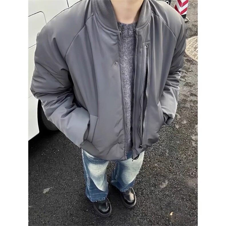 复古简约银灰尼龙夹克拉链棒球服飞行员外套JK2591特P68,男装夹克,星座908-1