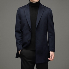 时尚中长款风衣男新款中年冬季毛呢大衣商务休闲外套YL6513-P445，男装毛呢大衣，电商B212（原钱塘6029）