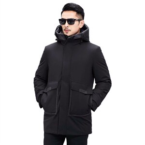 羽绒服男中长款潮流男士连帽休闲保暖厚款冬装外套KCN3019-5-P295，男装羽绒服，电商B212（原钱塘6029）