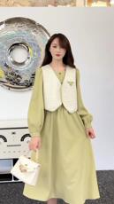 【现货】2023春季新款连衣裙森系风气质两件套，女装连衣裙，主莱依