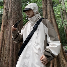 春秋季潮牌连帽外套男士拼接宽松百搭ins夹克休闲冲锋衣CF76-P68，男装夹克，星座1008