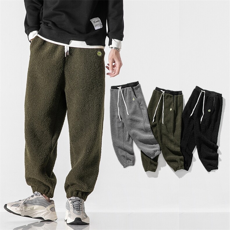 秋冬大码日系港风羊羔毛哈伦裤加厚休闲运动裤潮流K117/P70，女装休闲裤，钱塘713