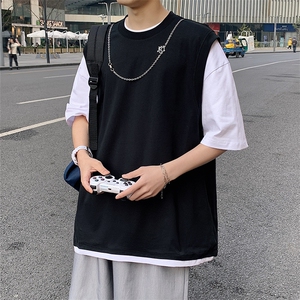 2023夏上新青少年纯棉潮运动半袖港风印花短袖T恤男女 T7233-P45图片
