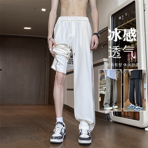 显瘦冰丝西裤垂感条纹凉感裤子 Q441-TP35-限价58  抖音得物品质图片