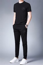 短袖套装男2023夏季新款中青年半袖T恤圆领印花长短裤三件套，男装休闲套装，电商B212（原钱塘6029）