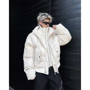 高街假两件冬季金属感2024夹克立领棉服面包服外套男MF330-P118图片