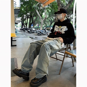 B221 美式ins高街暗黑小众渐变色宽松工装牛仔裤LK23143-P80控108图片