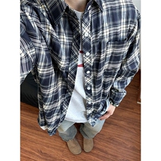 美式加绒复古潮牌格子衬衫男春秋季新款宽松高级感衬衣青少年外套，男装衬衫，星座506A