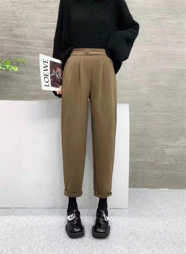 冬季毛呢面料休闲裤，现货，火爆补单中，女装休闲裤，杭悦