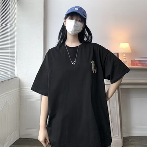 短袖T恤情侣夏季潮流男女纯棉植绒印花半袖港风T恤T60-310B-1 P25图片