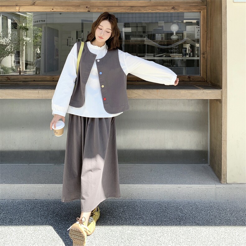 白色内胆马甲半身裙三件套女秋季新款高腰显瘦气质高级感休闲套装，女装套装/套裙，浙宝217