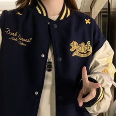 A512-P602025新款春秋季初中高中学生小熊刺绣棒球服外套，女装短外套，电商B323A