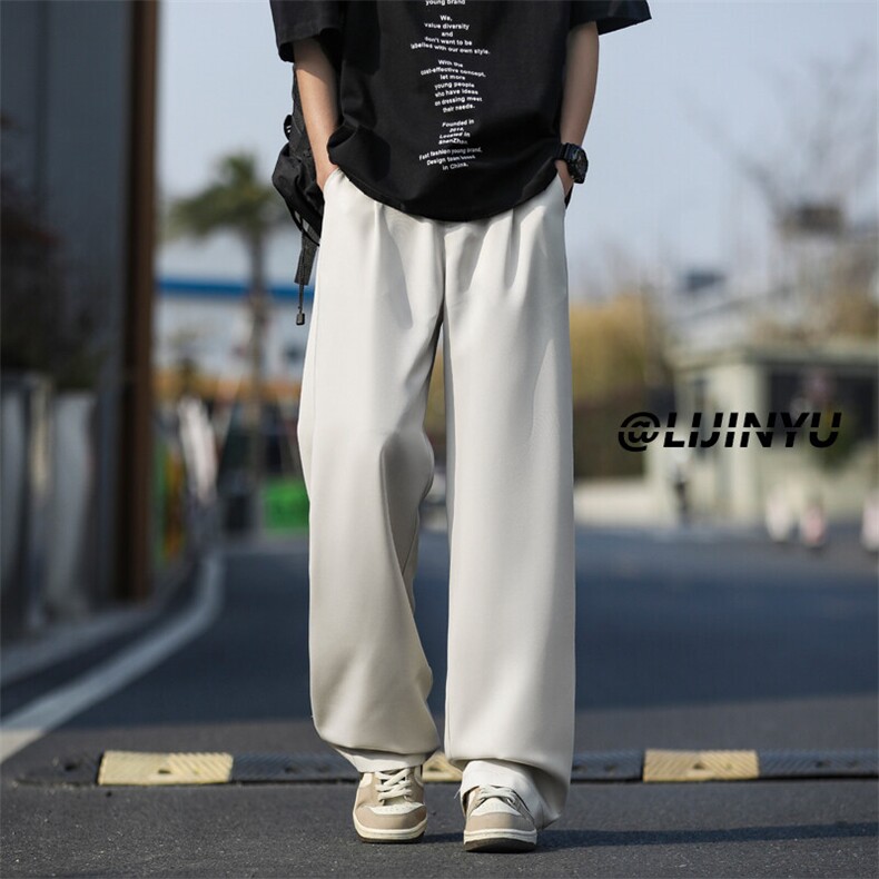 高街潮牌休闲纯色西裤直筒抗皱拖地裤坠感K070特批3868,男装休闲裤,星座718-1