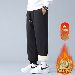 羊羔绒内里裤子男款冬季加绒加厚运动裤休闲保暖卫裤JR1821-特P35