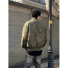 网图保暖夹克外套多拉链立领褶皱棉衣街头棉服A025-QY16102-P90，男装夹克，电商A025