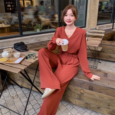 现货主推款2025秋装新款有设计感又敲时髦韩版连体裤配送显瘦腰带，女装连体裤，尚娜萱