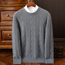 秋冬季羊绒休闲简约商务菱形绞花羊绒套衫男装，男装羊绒套衫，欧力羊绒