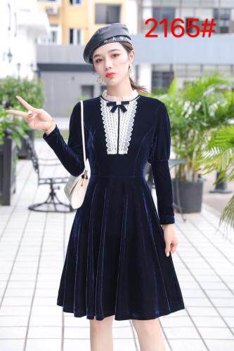 秋季新款：手感丝绒连衣裙，女装连衣裙，罗兰春天